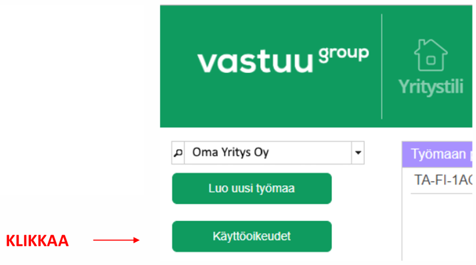 Vastuu Group-työmaan lisääminen ja käyttöoikeudet 1 image 8