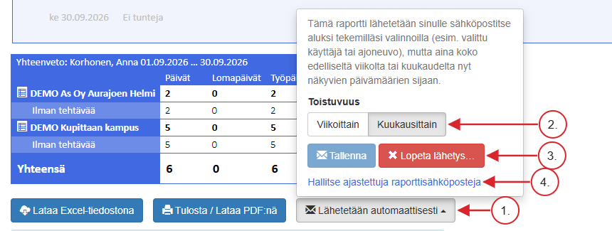 04 muokkaa tai lopeta raportista